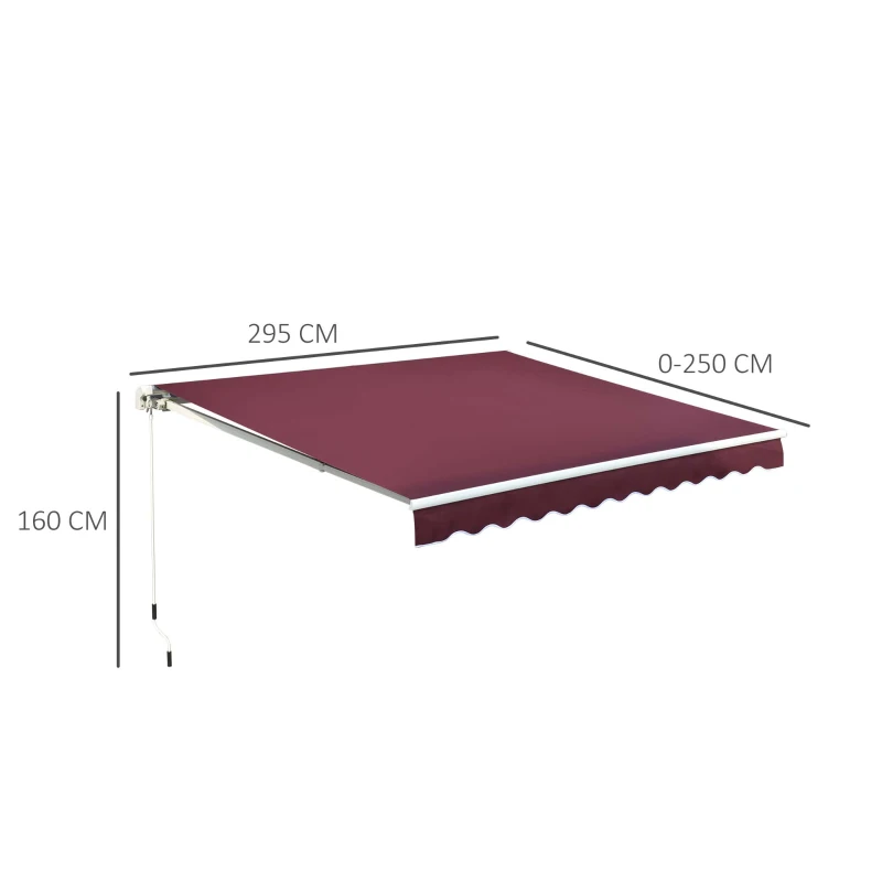 Best Manual Retractable Awning, 3x2.5 m-Red - Image 3