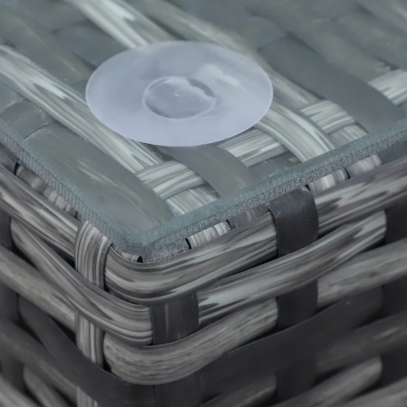 Best 8 Pieces PE Rattan Corner Sofa Set with Thick Cushions, Aluminium Outdoor Rattan Garden Furniture Set with Glass Top Table, No Assembly Required, Grey - Image 8