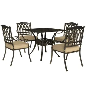 Best Five-Piece Cast Aluminium Garden Dining Set - Bronze Tone