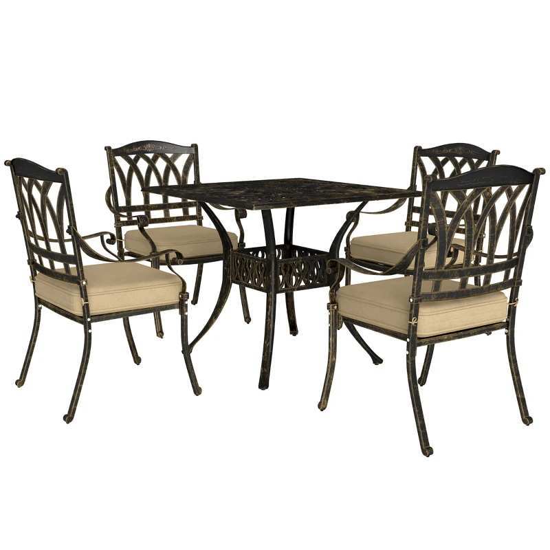 Best Five-Piece Cast Aluminium Garden Dining Set - Bronze Tone