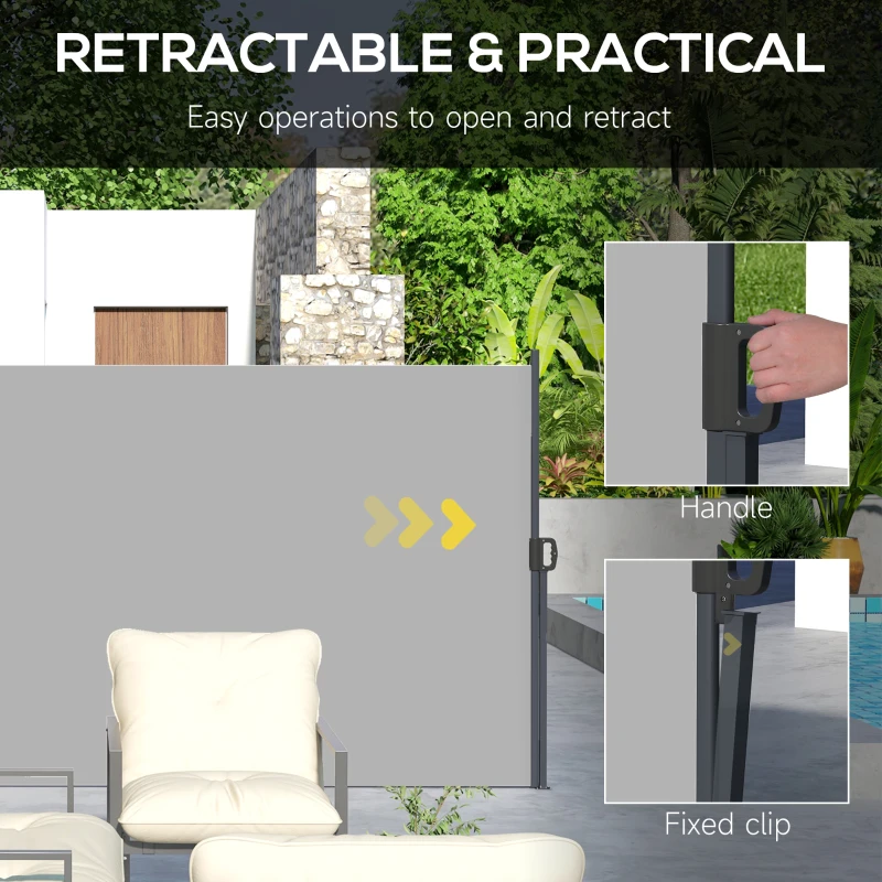 Best Retractable Side Awning, Outdoor Privacy Screen for Garden, Hot Tub, Balcony, Terrace, Pool, 400 x 180cm, Light Grey - Image 5