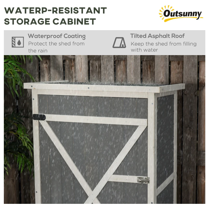 Best Wooden Small Shed, Garden Storage Shed with Shelves and Bolt Latch, 75L x 56W x115H cm, Grey - Image 5