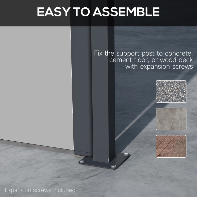 Best Retractable Side Awning, Outdoor Privacy Screen for Garden, Hot Tub, Balcony, Terrace, Pool, 400 x 180cm, Light Grey - Image 6