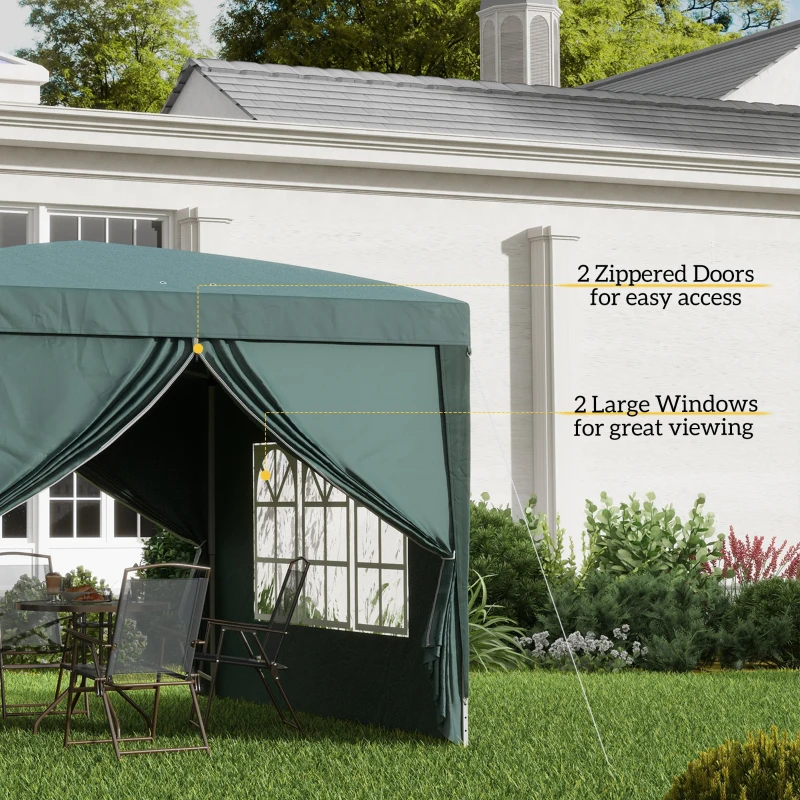 Best 3 x 3m Pop Up Gazebo, Wedding Party Canopy Tent Marquee with Carry Bag and Windows, Green - Image 7