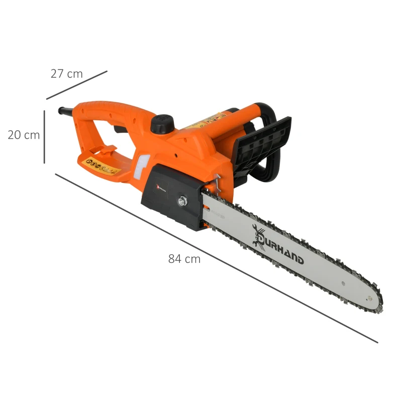 DURHAND Aluminium Electric Chainsaw with Double Brake Protection and Blade Cover, 2000 W, 40 cm, for Wood, Trees and Branches, Orange - Image 3