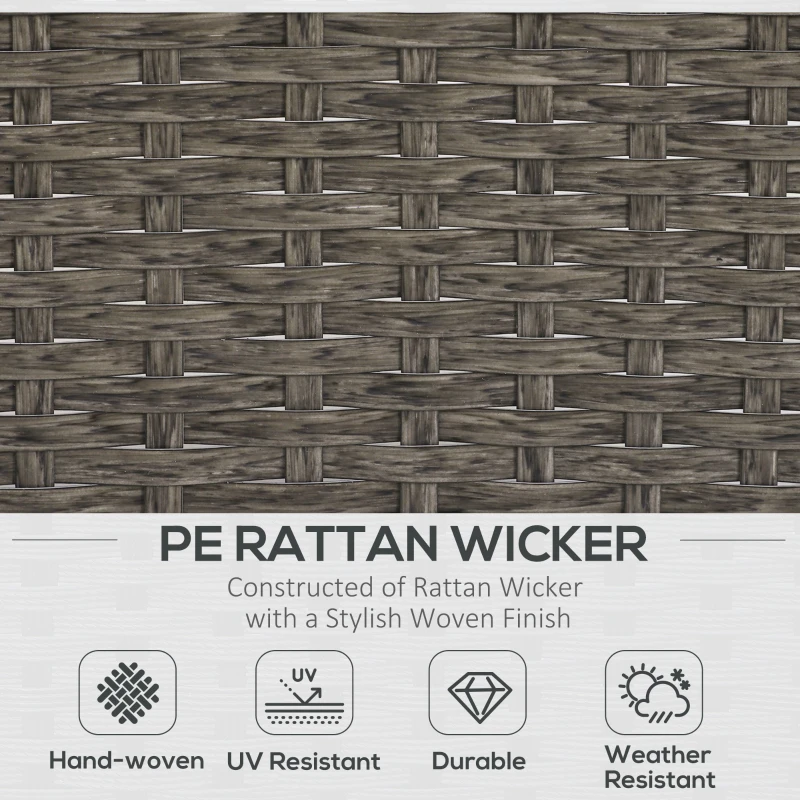 Best 5 Pieces PE Rattan Garden Furniture Set, Wicker Outdoor Sofa Set w/ 2 Armchairs 2 Stools Glass Top Table Cushions, Blue - Image 4