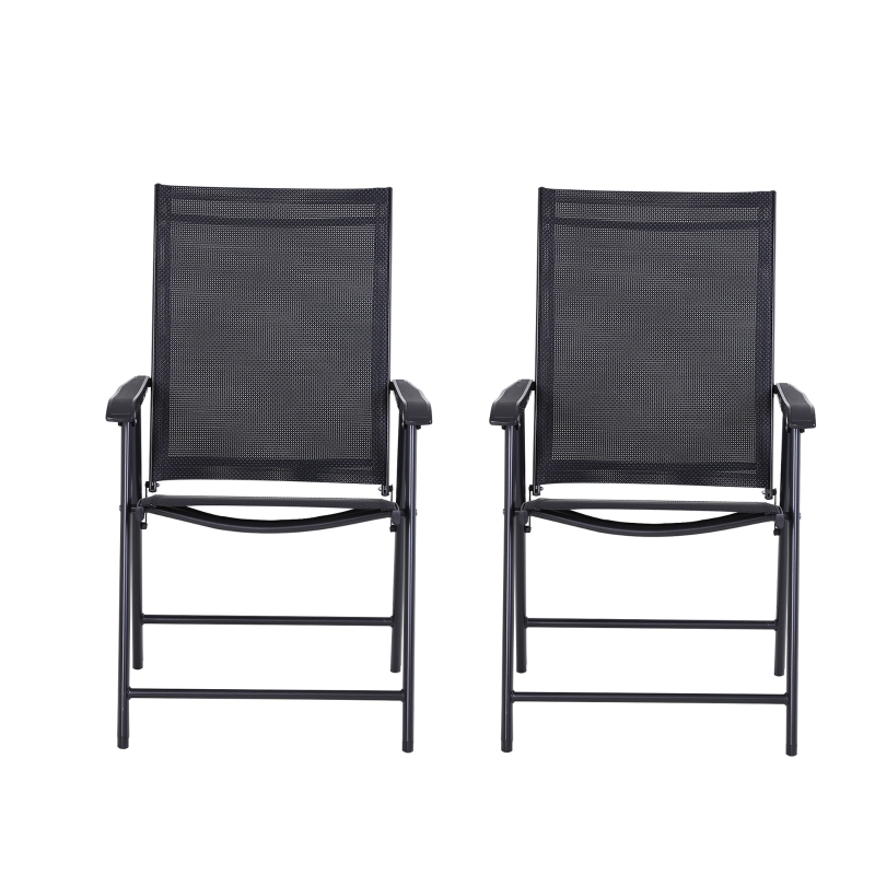 Best Steel Frame Set of 2 Foldable Outdoor Garden Chairs Black - Image 13