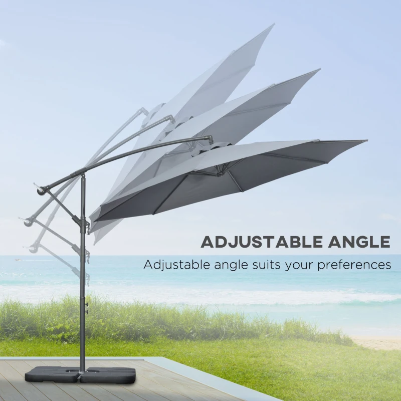 Best 3(m) Garden Parasol Sun Shade Banana Umbrella Cantilever with Crank Handle, Cross Base Dark Grey - Image 5