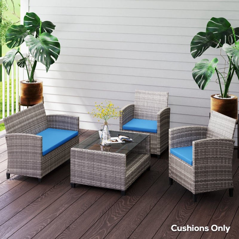 Best Outdoor Seat Cushion Pads for Rattan Furniture, 3 PCs Garden Furniture Cushions, Sky Blue - Image 10