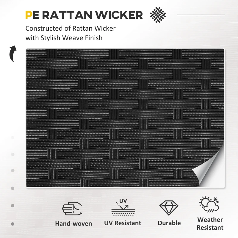 Best 8 Pieces PE Rattan Corner Sofa Set with Thick Cushions, Aluminium Outdoor Rattan Garden Furniture Set with Glass Top Table, No Assembly Required, Black - Image 4