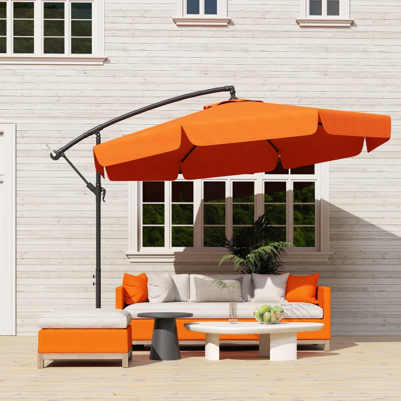 Best 2.7m Garden Cantilever Banana Parasol - Orange - Image 2