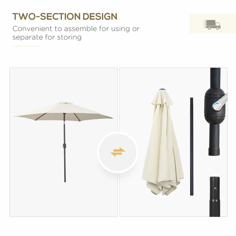 Best2.6M Garden Parasol Umbrella with Tilt and Crank, Outdoor Sun Parasol Sunshade Shelter with Aluminium Frame, Cream White - Image 6