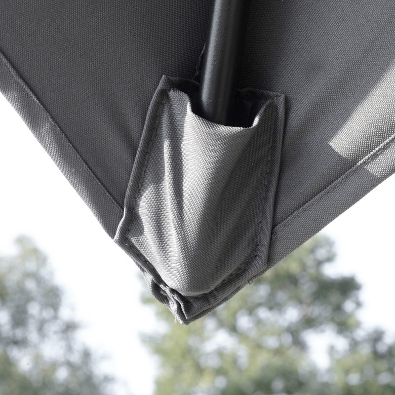 Best 3 x 3(m) Cantilever Parasol with Aluminium Frame, Crank and Tilt, 360° Rotation, Double Top Garden Umbrella with Base and Cover, Light Grey - Image 9