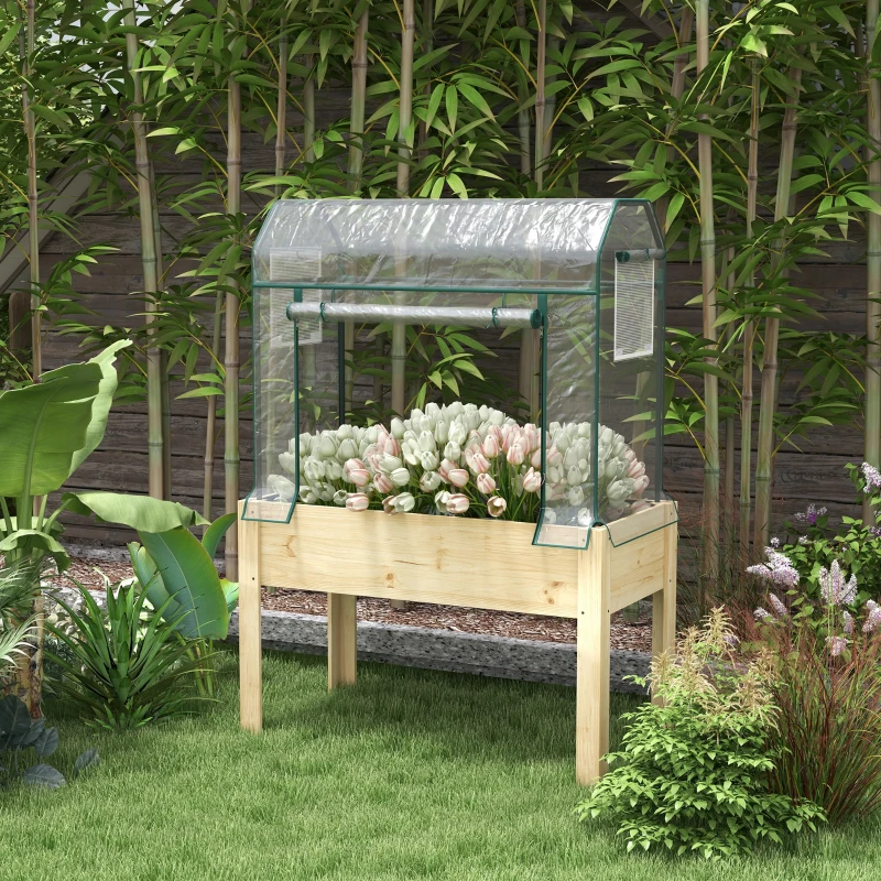 Best Wooden Planter Box with Greenhouse Cover and Bed Liner, Raised Garden Bed for Vegetables, Flowers, Herbs - Image 2
