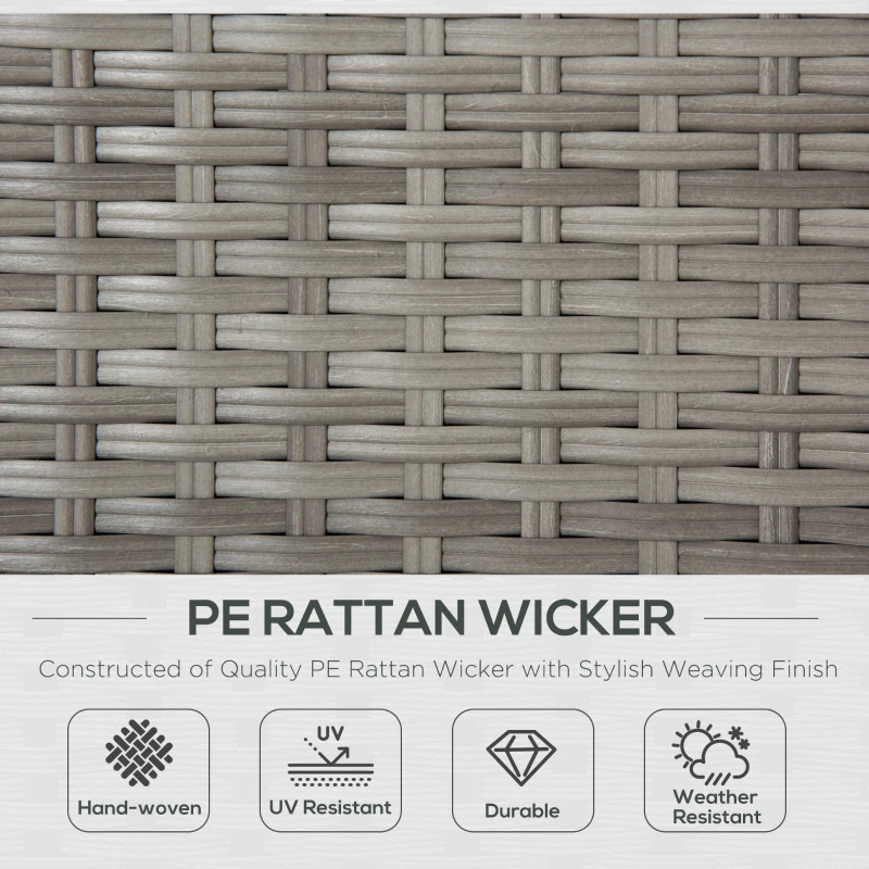 Best 3 Pieces Outdoor PE Rattan Sofa Set, Patio Wicker Conversation Chaise Lounge Furniture w/ Tempered Glass Table-top & Soft Padded Cushion for Garden, Backyard, Lawn, Grey - Image 4