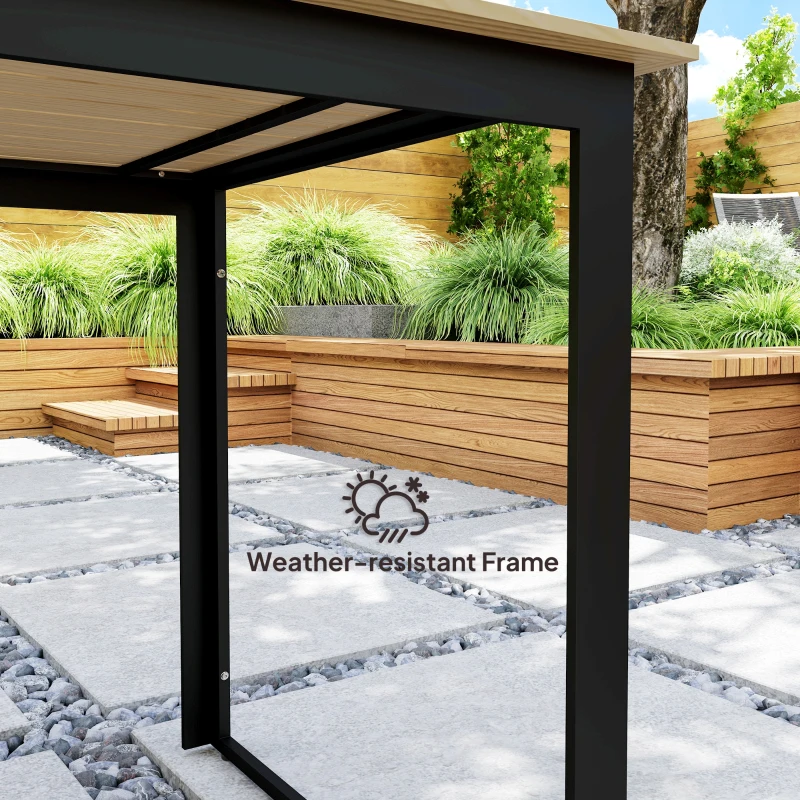 Best Garden Table for 6 People, 175 x 78 x 75 cm Rectangle Outdoor Dining Table with Slatted Top, Metal Frame, for Balcony, Deck, Teak - Image 6