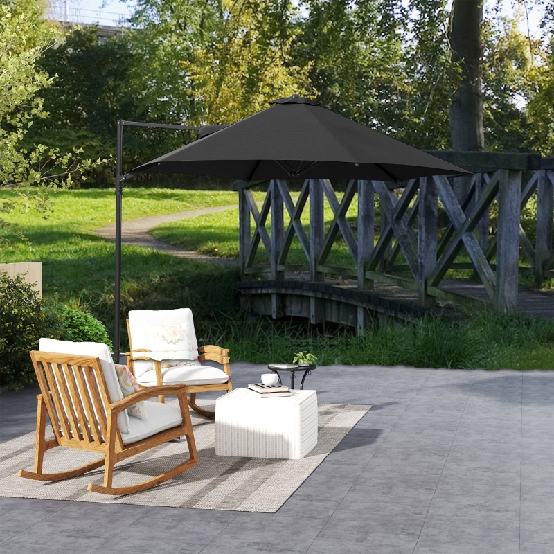 Best 2.5m Rotating Cantilever Parasol - Black - Image 9