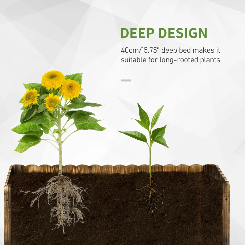 Best 172L Raised Garden Bed, Wooden Rectangle Planter Box, Outdoor Herb Vegetable Flower Pot (120L x 40W x 40H cm) - Image 6