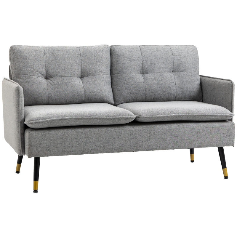 Best Modern Two Seater Sofa, Button Tufted Loveseat with Cushions and Steel Legs for Living Room, Guest Room, Grey - Image 10