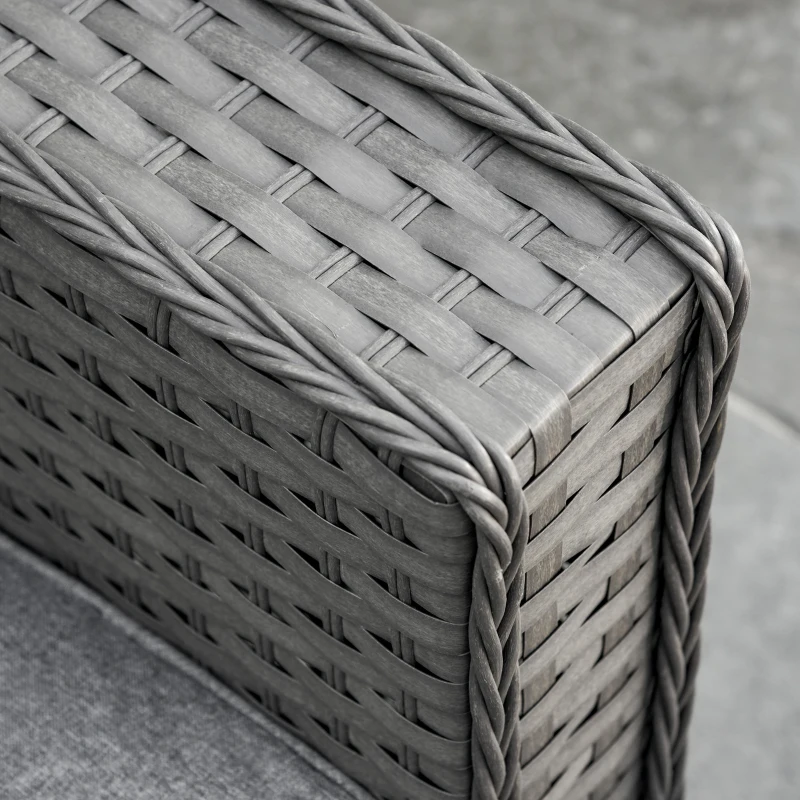 Best 6 Pieces Outdoor PE Rattan Wicker Corner Sofa Set with 10cm Thick Padded Cushions, Aluminium Conservatory Furniture with Glass Top Coffee Table, Footstools, Grey - Image 8