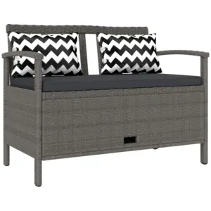 Best 160L Storage Two-Seater Rattan Bench - Grey