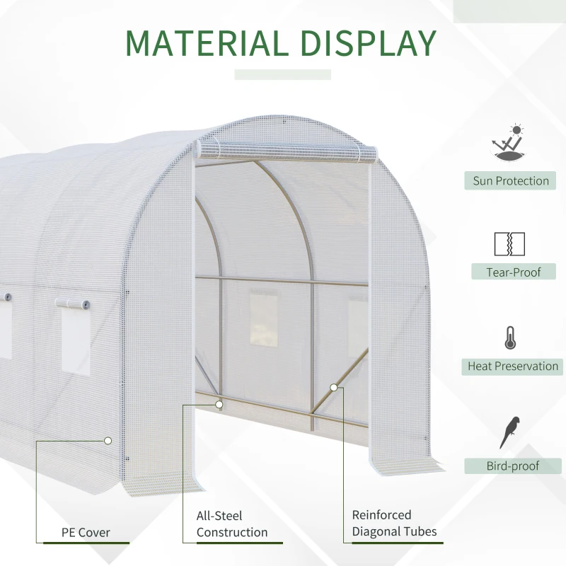 Best 3.5 x 2 x 2 m Polytunnel Greenhouse, Walk-in Green House for Garden with Mesh Windows, Galvanised Steel Frame, White - Image 5