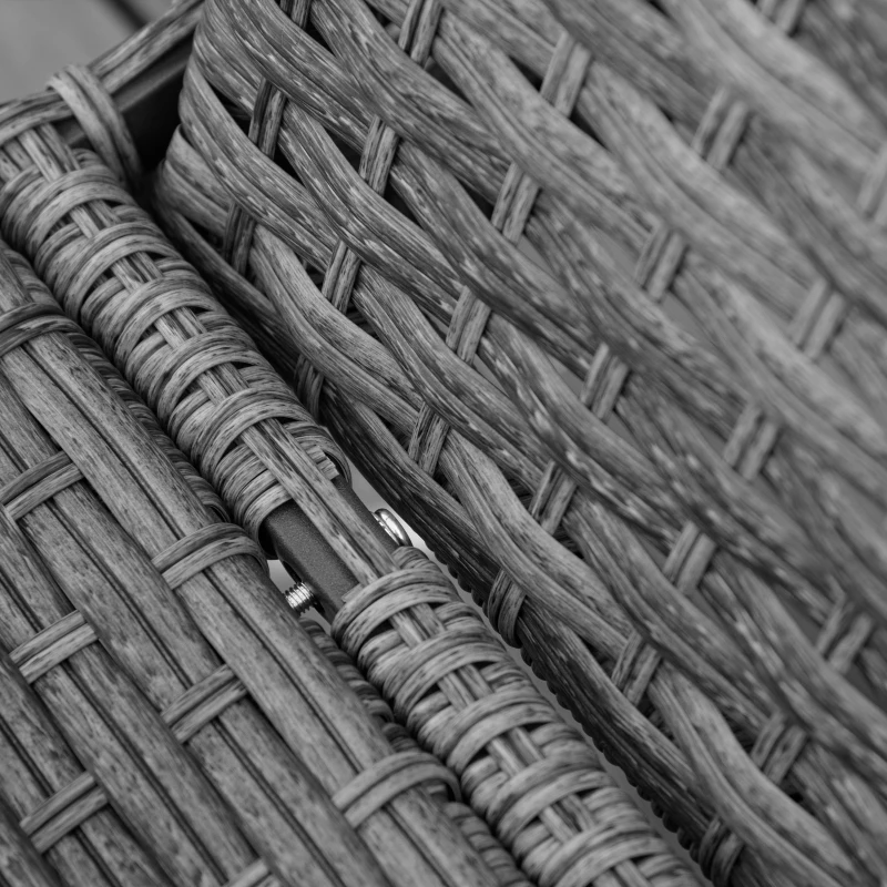 Best PE Rattan Sun Loungers set of 2 with Cushion, Outdoor 2 Pieces Garden Sunbed Furniture with 4-Level Recliner Backrest, and Armrest, Grey - Image 8