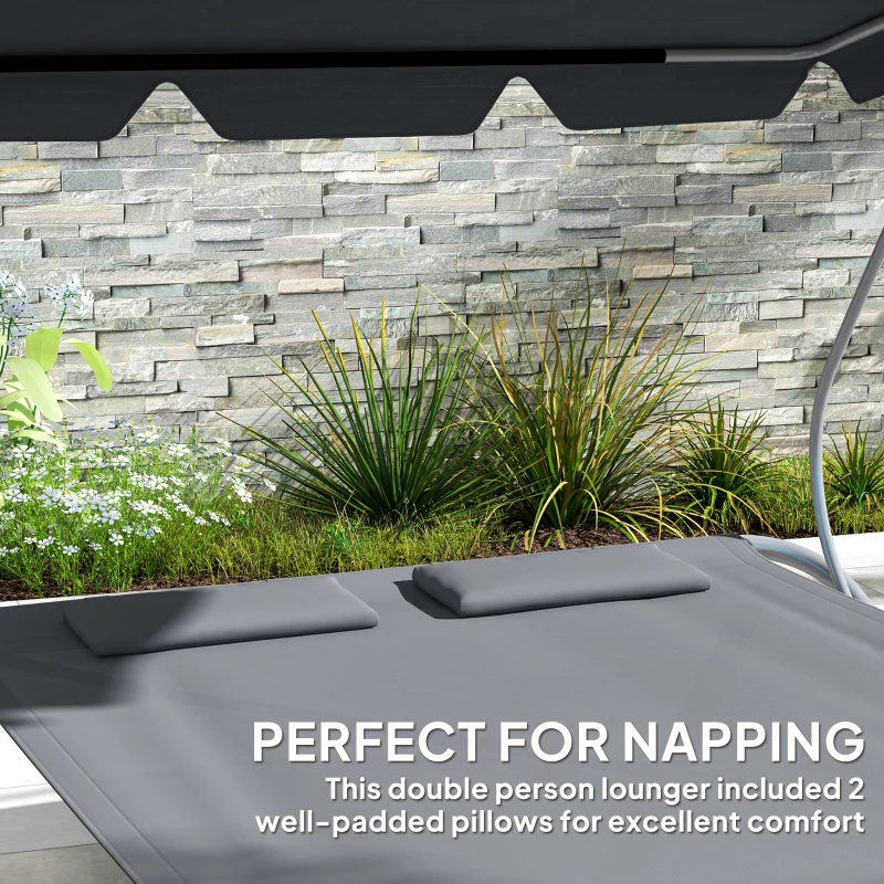 Best Double Outdoor Bed, with Canopy - Light Grey - Image 5