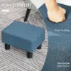 Best Linen Fabric Footstool Ottoman Cube with 4 Plastic Legs, Blue - Image 4