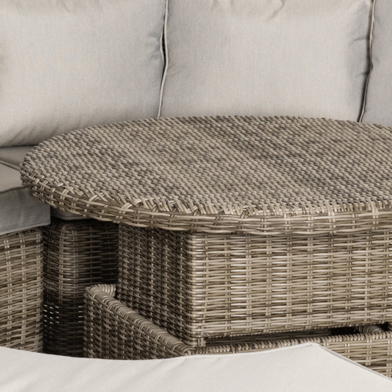 Best 5 Pieces Outdoor PE Rattan Round Garden Daybed with Cushions, Aluminium Patio Furniture Set Lounge Chair Conversation Sofa Set with Liftable Coffee Table and Protect Cover, Grey - Image 9