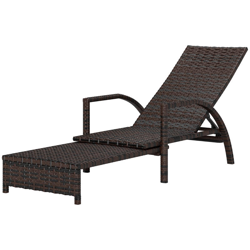 Best PE Rattan Sun Lounger with Adjustable Backrest - Mixed-brown - Image 11