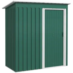 Best 5 x 3ft Garden Storage Shed with Sliding Door and Sloped Roof Outdoor Equipment Tool, Green