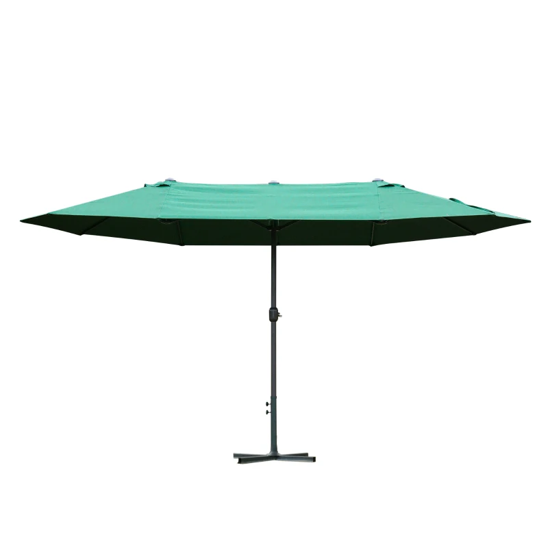 Best 4.6M Sun Umbrella Canopy Double-sided Crank Sun Shade w/ Cross Base Dark Green