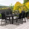 Best 8 Seater Garden Dining Set with Stacking Chairs, Rectangular Tempered Glass Top, Garden Furniture Set, Outdoor Dining Table and Chairs for Patio, Balcony, Poolside, Black - Image 9
