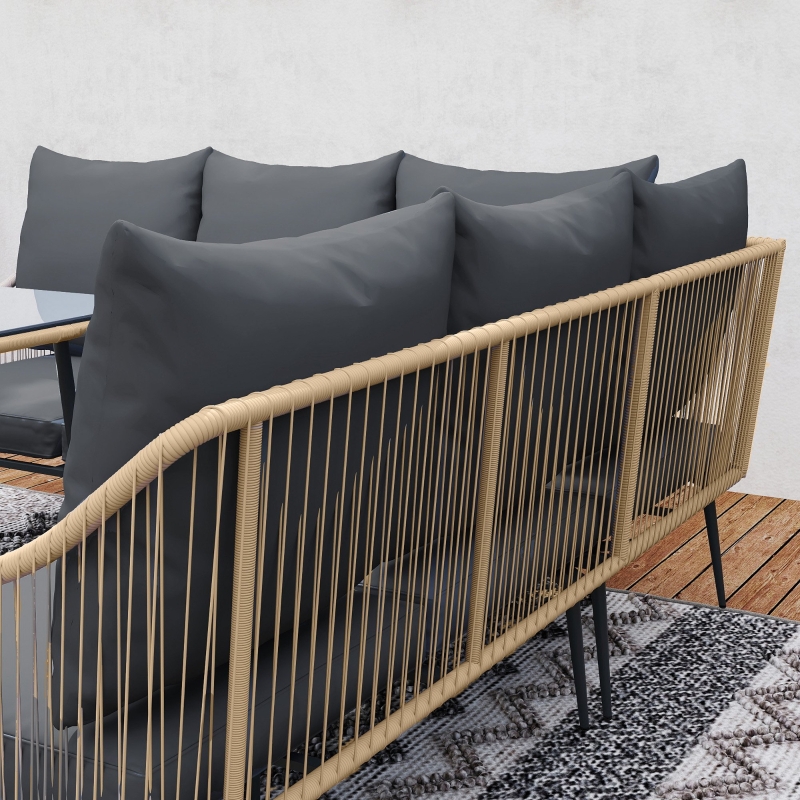 Best Six-Piece Rattan Strong Garden Sofa Set - Brown/Grey - Image 9