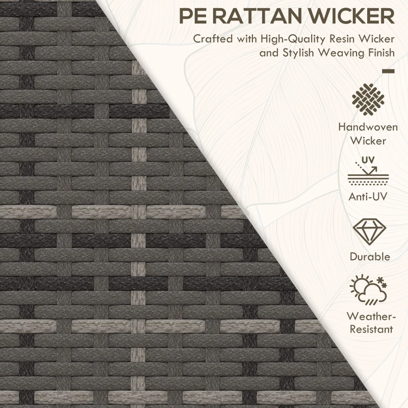 Best 2 Seater Patio Rattan Chaise Lounge Sofa Set with Fabric Cushion, Grey and Brown - Image 4