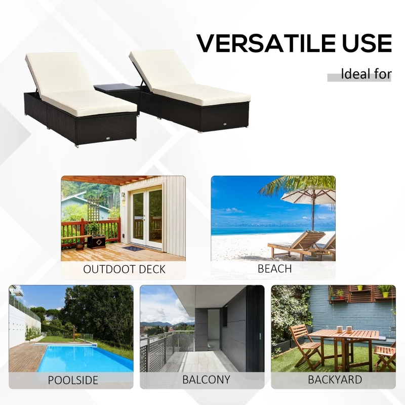 Best 2-Seater Rattan Lounger Set-Deep Coffee/Cream White - Image 7