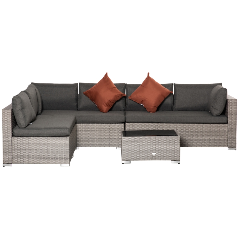 Best Four-Piece Half-Square Rattan Sofa Set - Mixed Grey - Image 16