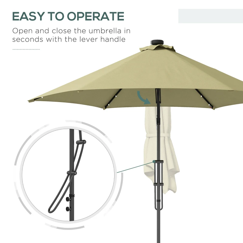 Best 3(m) Garden Parasol Cantilever Umbrella with Solar LED, Cross Base and Waterproof Cover, Beige - Image 4