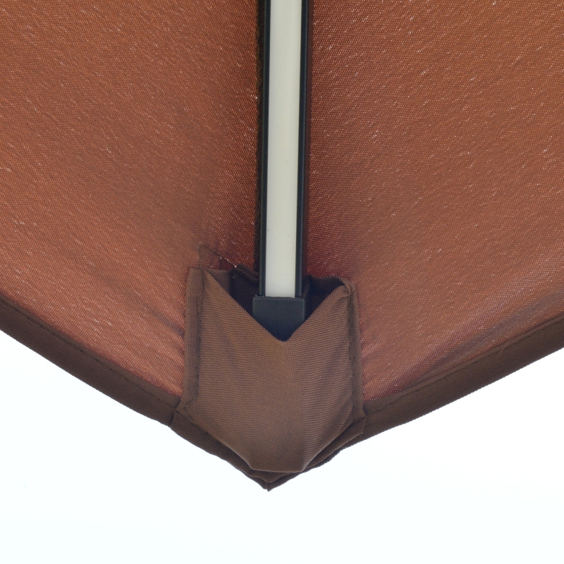 Best 3(m) Cantilever Banana Parasol Hanging Umbrella with Double Roof, LED Solar lights, Crank, 8 Sturdy Ribs and Cross Base for Outdoor, Garden, Patio, Coffee - Image 9