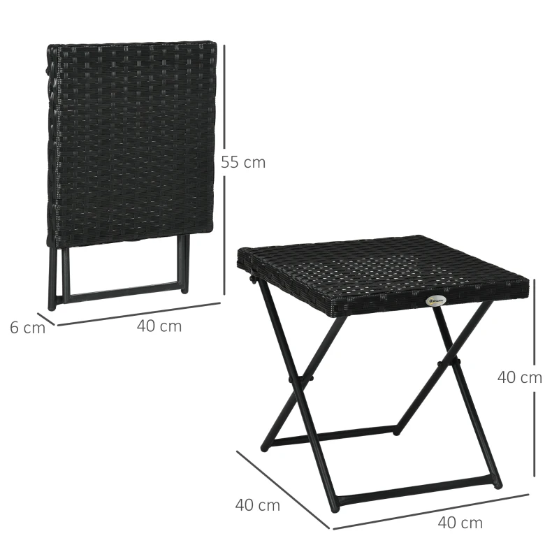 Best Square PE Wicker Rattan Folding Table - Black - Image 3