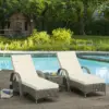 Best Set of 2 Sun Lounger Cushions, Replacement Cushions for Rattan Furniture with Ties, 196 x 55 cm, Cream White - Image 2