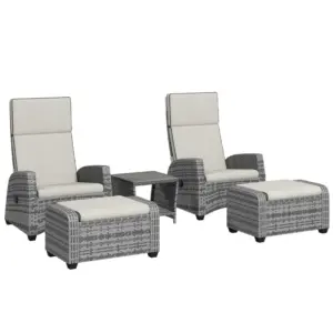 Best 5-Piece Rattan Garden Furniture Set with Cushions - Grey