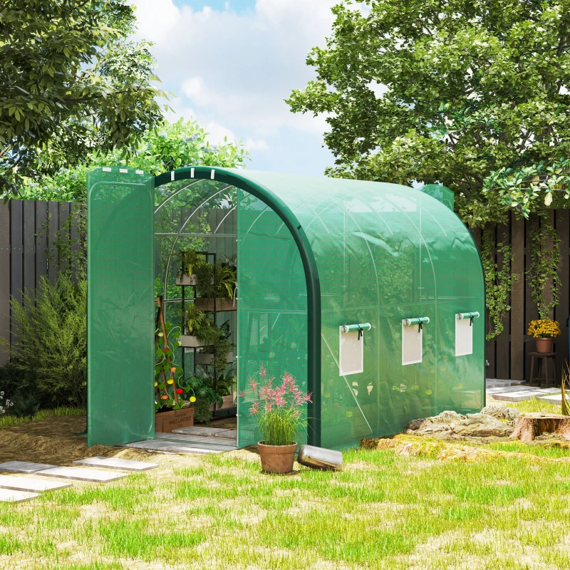 Best 3 x 2(m) Polytunnel Greenhouse, with Windows and Doors - Green - Image 2