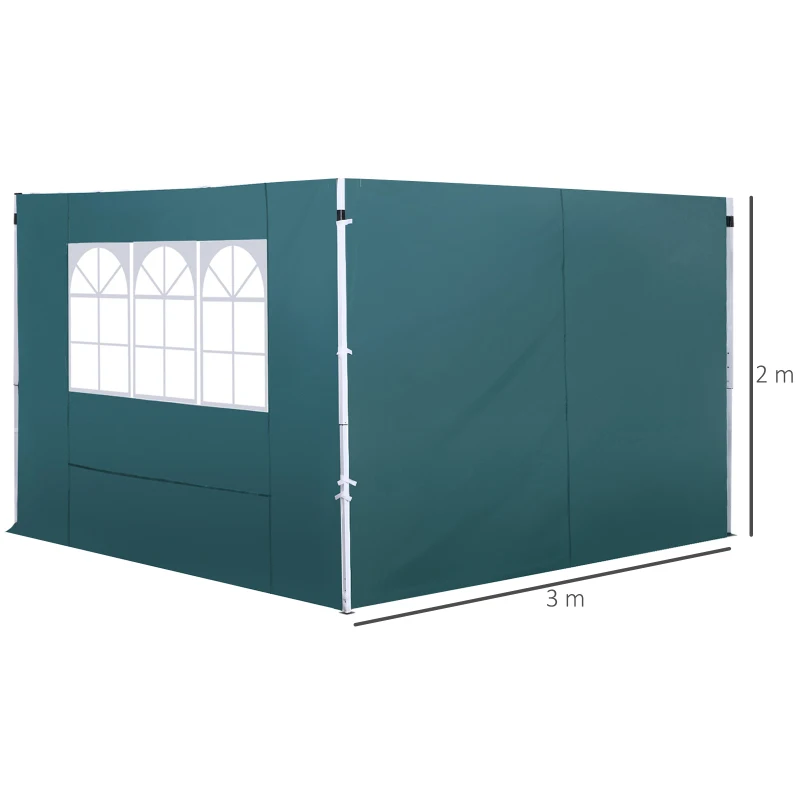 Best 3 Meters Gazebo Replaceable Exchangeable Side Panel Wall Panels Walls With Window, Dark Green - Image 3