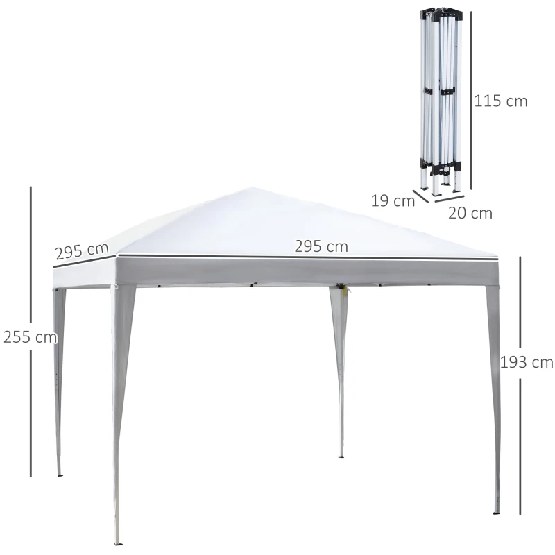 Best 3 x 3M Garden Pop Up Gazebo Height Adjustable Marquee Party Tent Wedding Canopy with Carrying Bag, White - Image 3
