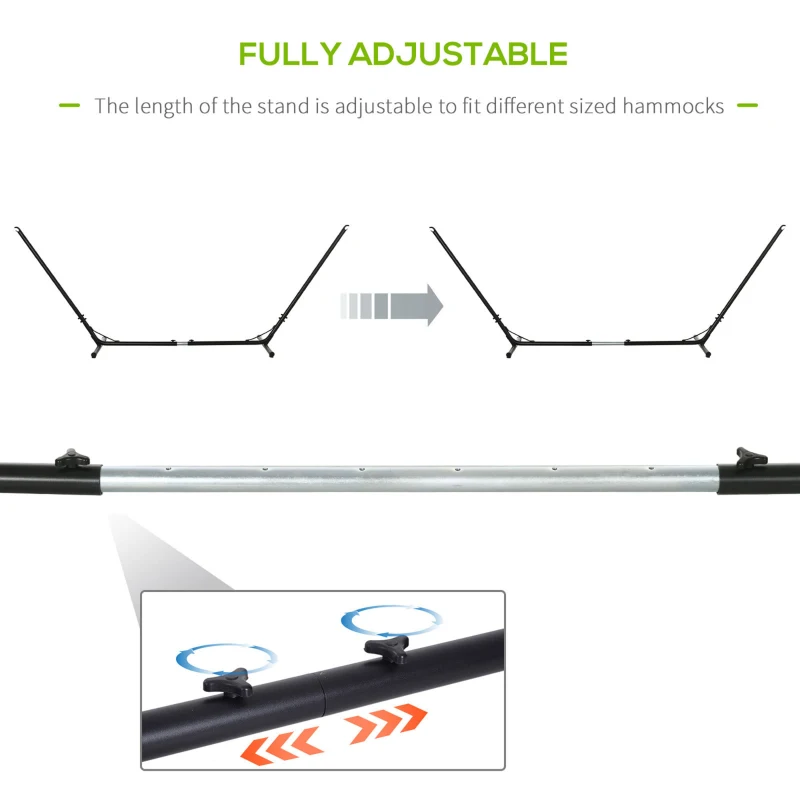 Best Outdoor Garden Hammock with Stand, Double Cotton Hammock with Adjustable Steel Frame, Swing Hanging Bed with Pillow, for Garden, Patio, Beach, Green Stripes - Image 6