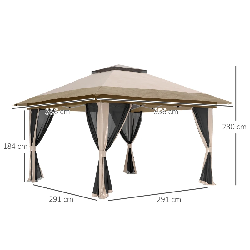 Best 3.6 x 3.6m Pop-Up Gazebo, with Accessories - Beige - Image 3