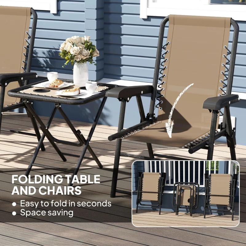 Best Three-Piece Garden Table and Chair Set - Khaki - Image 5