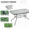 Best Garden Dining Table Glass Top Metal Frame with Parasol Hole Outdoor Balcony Grey 120L x 80Wcm - Image 5